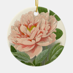 Tree Peony – Elegant Vintage Botanical Design Ceramic Ornament
