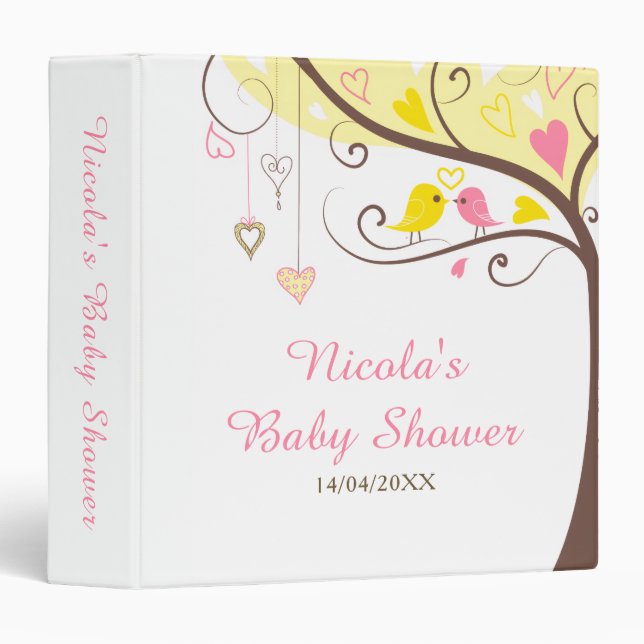 Tree Pink and Yellow Baby Shower Photo Album Binder (Front/Spine)
