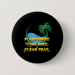 Tree Planting Bee Protection Sea Cleaning Eco 2 Inch Round Button