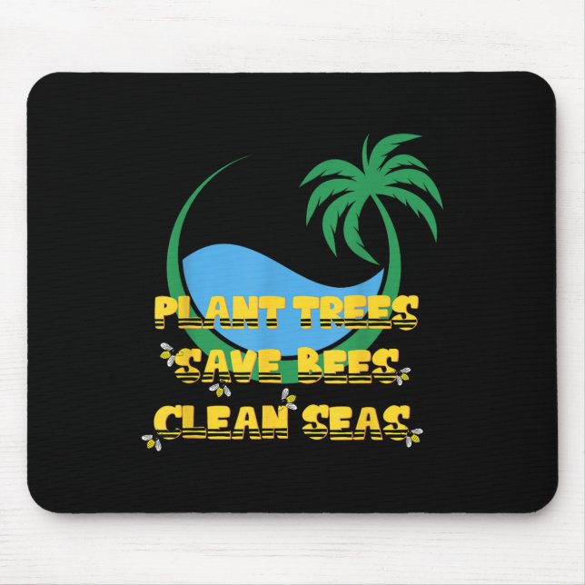 Tree Planting Bee Protection Sea Cleaning Eco Mouse Pad (Front)
