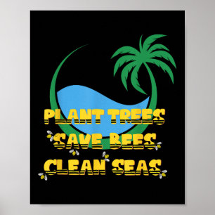 Tree Planting Bee Protection Sea Cleaning Eco Poster