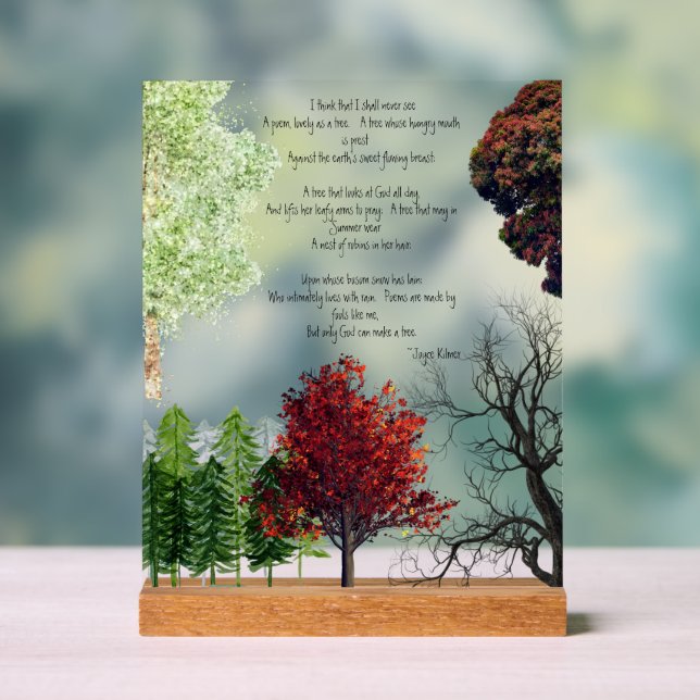 Tree Poem Joyce Kilmer Acrylic Sign (Neutral)