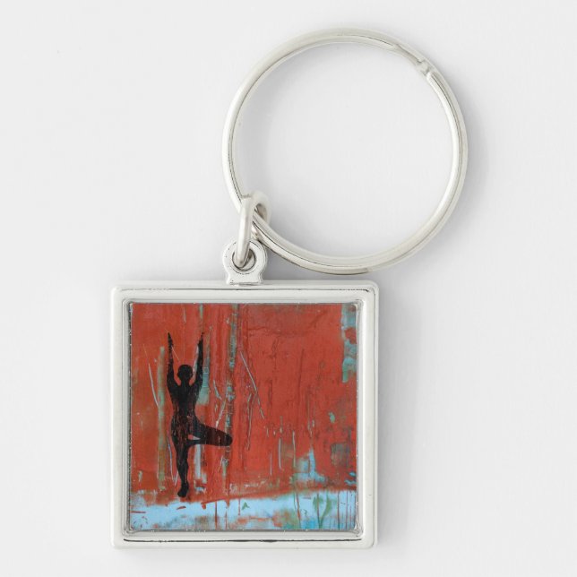 Tree Pose Yoga Girl KeyChain (Front)