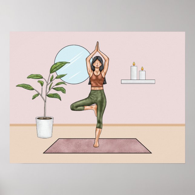 Tree Pose Yoga Vrikshasana Balance Yogi Woman Poster (Front)
