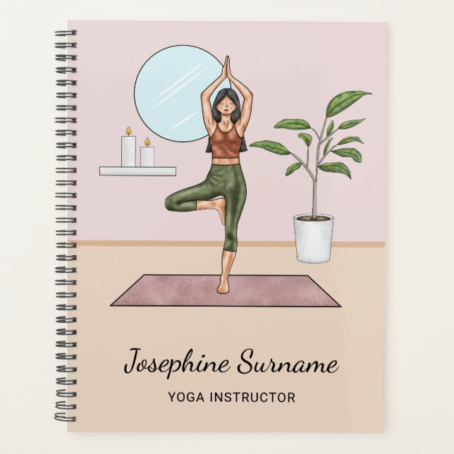 Tree Pose Yoga Vrikshasana Teacher And Custom Name Planner (Front)