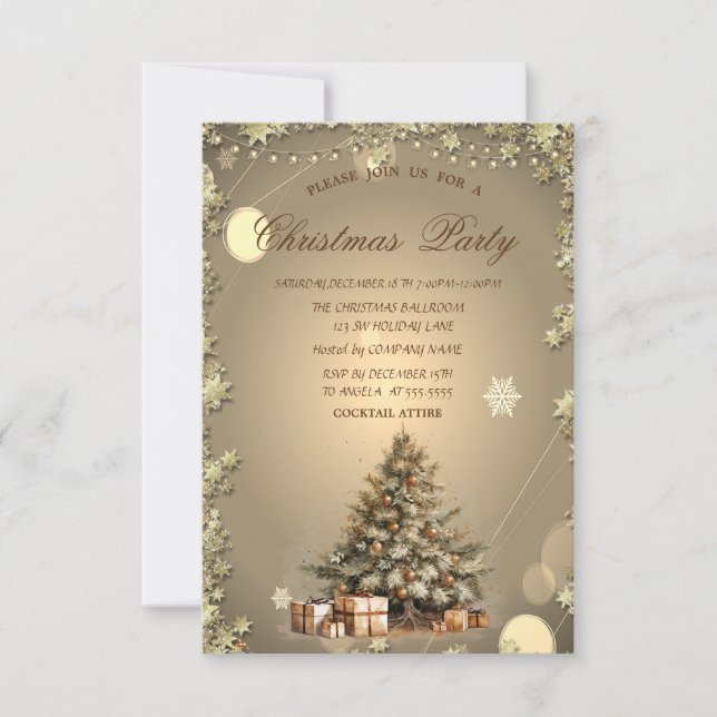 Tree,Presents Pine cones Stars Christmas  Invitation (Front)