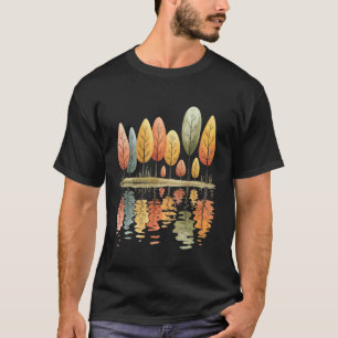 Tree Reflection Vintage Wildlife Nature Retro Fore T-Shirt