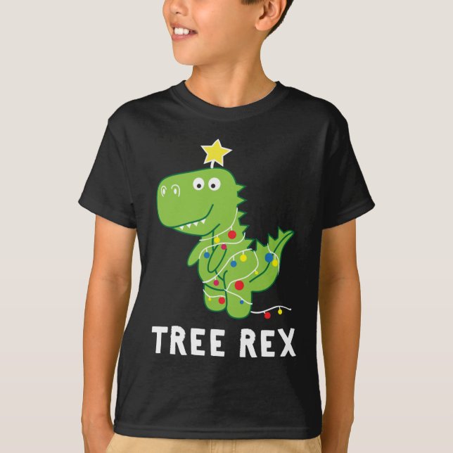 Tree Rex. Animal Pun Funny Dinosaur Christmas Paja T-Shirt (Front)