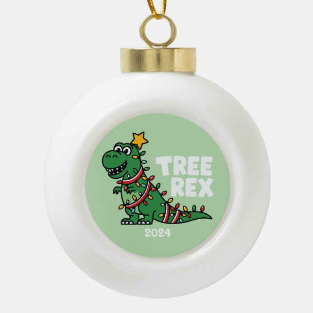 Tree Rex Ceramic Ball Christmas Ornament (Front)