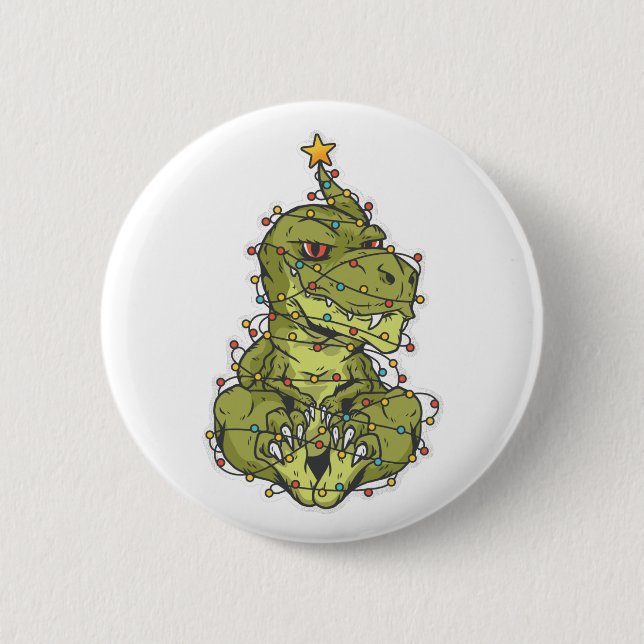 Tree Rex Christmas 2 Inch Round Button (Front)