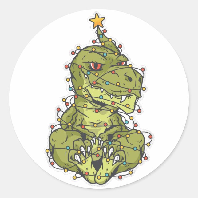 Tree Rex Christmas Classic Round Sticker (Front)