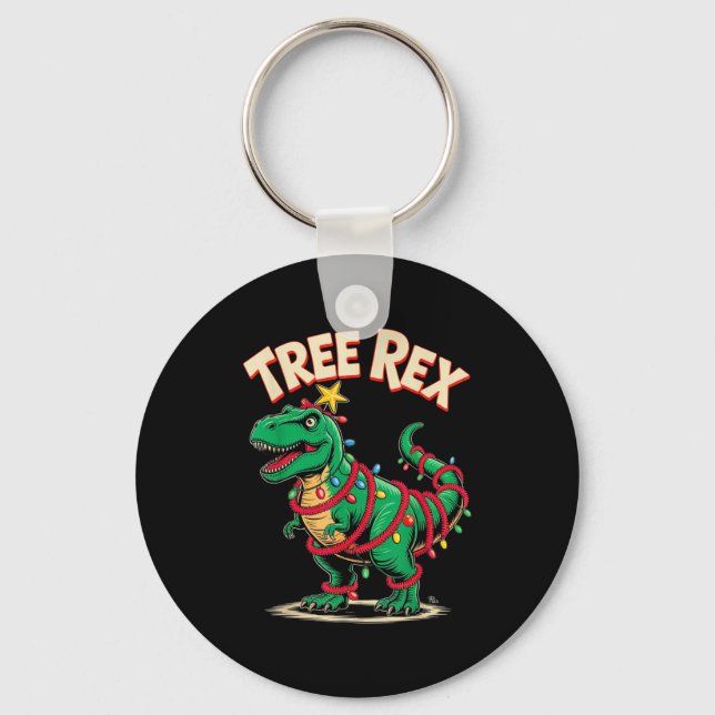 Tree Rex Christmas Costume T-rex Dinosaur Xmas Lig Keychain (Front)