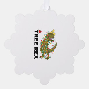 Tree Rex Christmas Dinosaur T Rex  2 Ornament Card