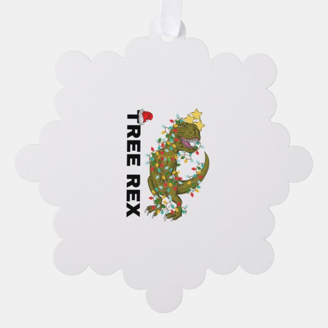 Tree Rex Christmas Dinosaur T Rex  2 Ornament Card (Front)