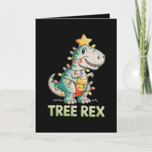 Tree Rex Christmas Dinosaur T Rex Xmas Lights Card
