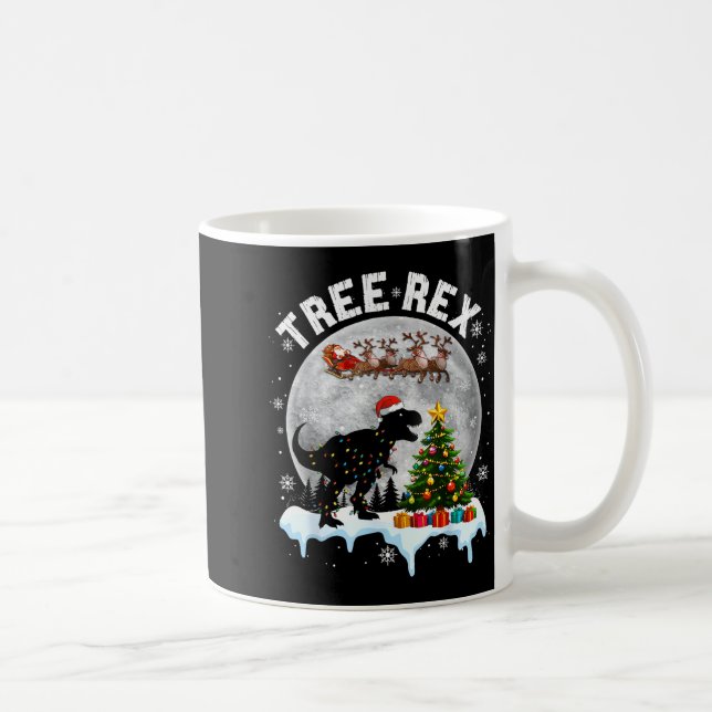 Tree Rex Christmas Dinosaur T-rex Xmas Pajama Men  Coffee Mug (Right)