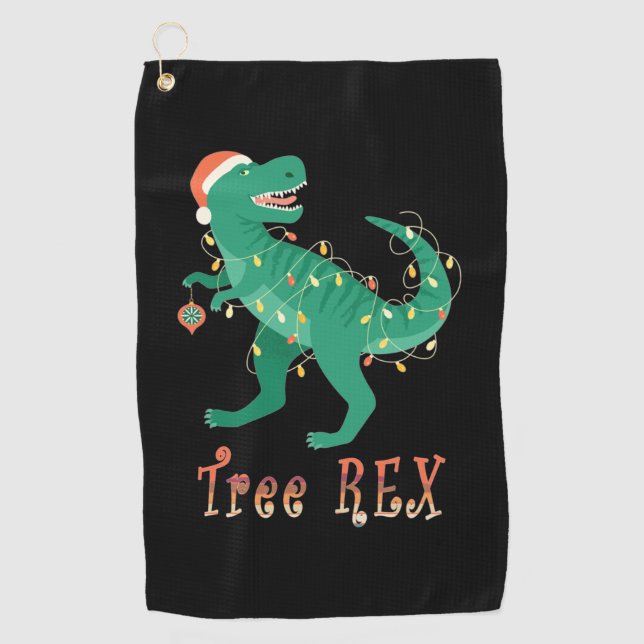 Tree Rex Dino T-Rex Christmas Tree Funny Gift Idea Golf Towel (Front)