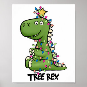Tree Rex Dinosaur Christmas Costume Xmas Tree Ligh Poster
