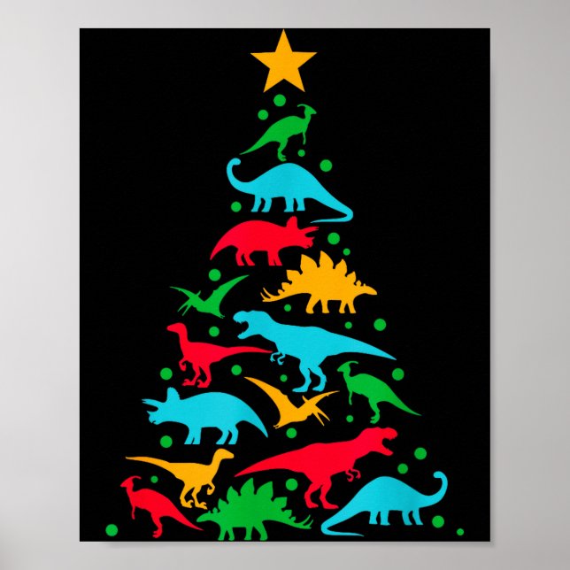 Tree Rex Dinosaur Dino Tree Christmas Tree Funny  Poster (Front)