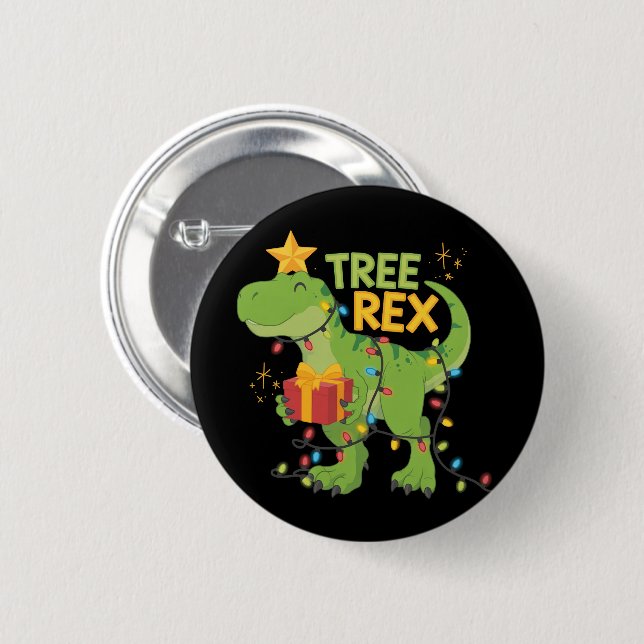 Tree Rex Dinosaur Family Christmas Group Matching  2 Inch Round Button (Front & Back)