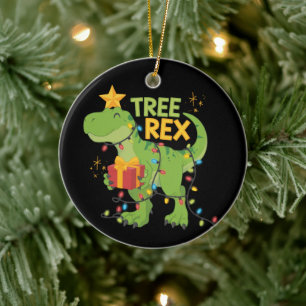 Tree Rex Dinosaur Family Christmas Group Matching  Ceramic Ornament