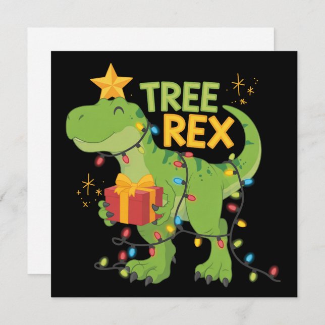 Tree Rex Dinosaur Family Christmas Group Matching  Holiday Card (Front/Back)