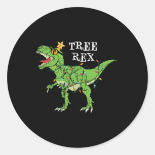 Tree Rex Dinosaur Funny Cute Christmas Pajama Xmas Classic Round Sticker