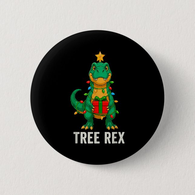 Tree Rex Funny Dinosaur Christmas  2 Inch Round Button (Front)