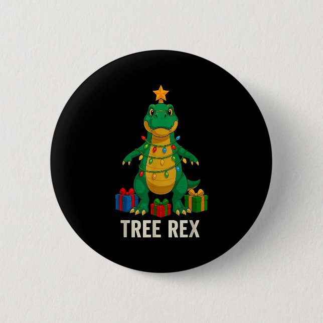 Tree Rex Funny Dinosaur Christmas  2 Inch Round Button (Front)