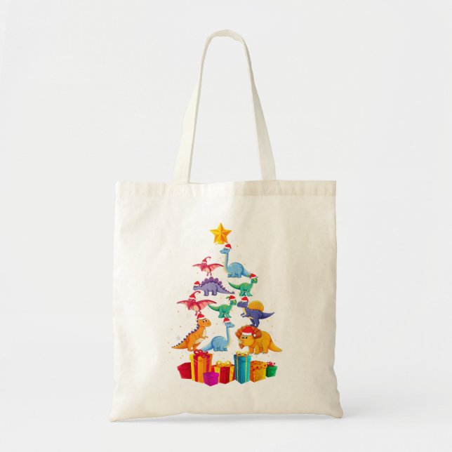 Tree Rex Funny Dinosaur Christmas Kids Adults Gift Tote Bag (Front)