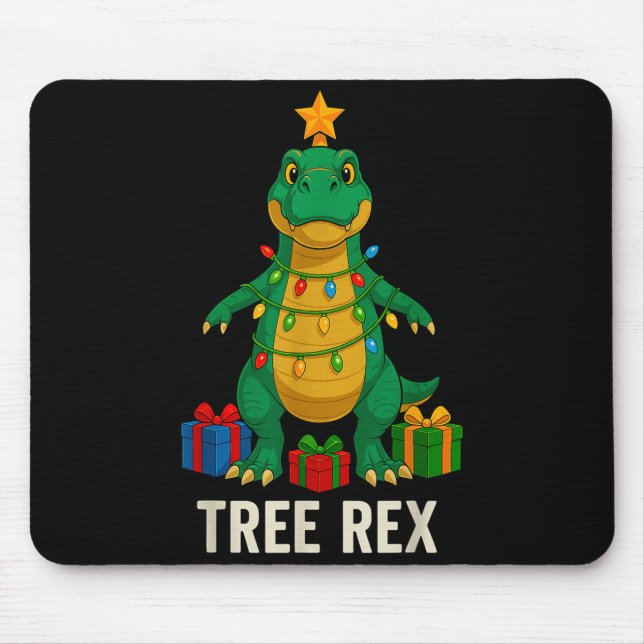 Tree Rex Funny Dinosaur Christmas  Mouse Pad (Front)