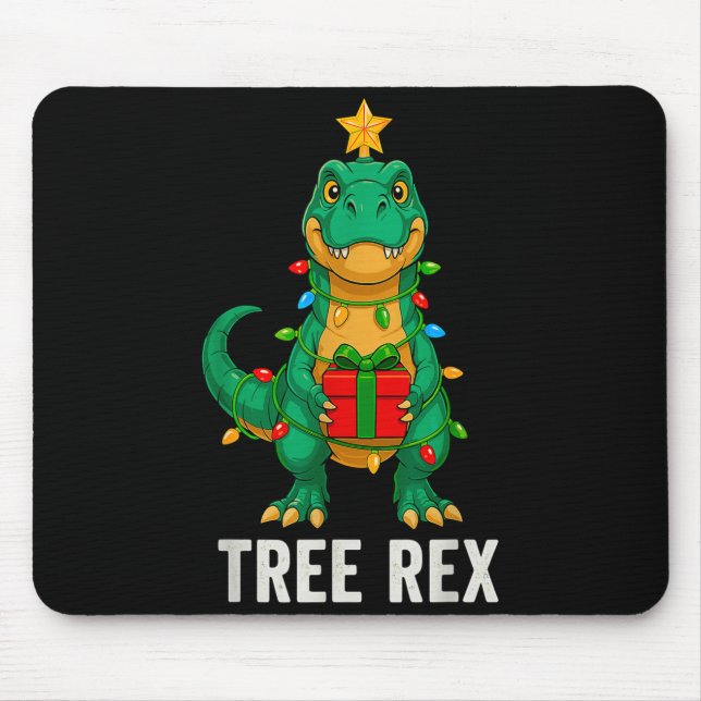 Tree Rex Funny Dinosaur Christmas  Mouse Pad (Front)