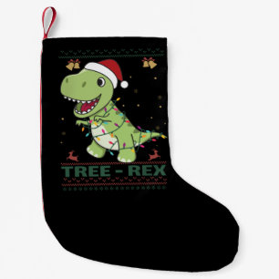 Tree-Rex Funny Dinosaur Pun T-Rex Adult Cloth Face Small Christmas Stocking