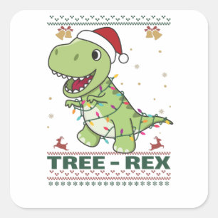 Tree-Rex Funny Dinosaur Pun T-Rex Square Sticker