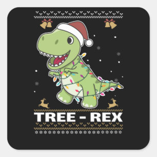 Tree-Rex Funny Dinosaur Pun T-Rex Square Sticker