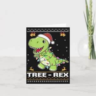 Tree Rex Funny Tyrannosaurus Rex Christmas Pun  Card