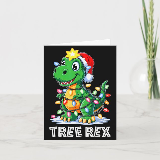 Tree Rex Funny Xmas T Rex Christmas Dinosaur Boys  Card (Front)