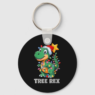 Tree Rex Funny Xmas T Rex Christmas Dinosaur Boys Keychain