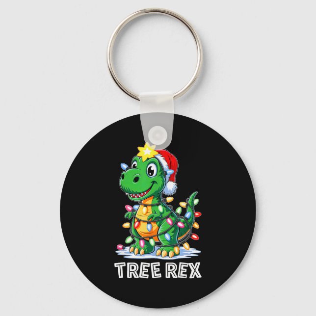 Tree Rex Funny Xmas T Rex Christmas Dinosaur Boys  Keychain (Front)