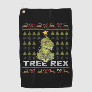 Tree Rex I Ugly Christmas Sweater Golf Towel