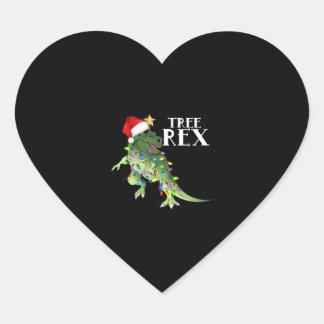 TREE REX SANTA HAT DINOSAUR CHRISTMAS LIGHTS T-SHI HEART STICKER