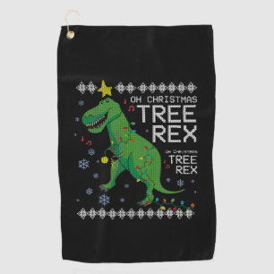 Tree Rex Ugly Christmas Sweater Dino T-rex Funny O Golf Towel
