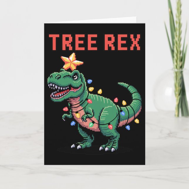 Tree Rex Ugly Christmas Sweater Dinosaur  Card (Front)