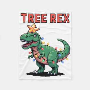 Tree Rex Ugly Christmas Sweater Dinosaur Fleece Blanket