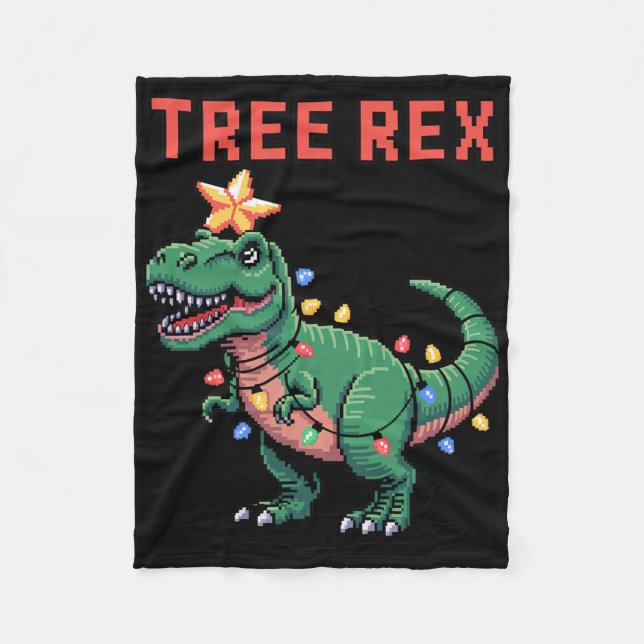 Tree Rex Ugly Christmas Sweater Dinosaur  Fleece Blanket (Front)