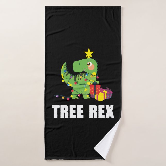 Tree Rex with Christmas balls - funny dino tree   Bath Towel (Bath Towel)