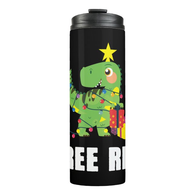 Tree Rex with Christmas balls - funny dino tree   Thermal Tumbler (Front)