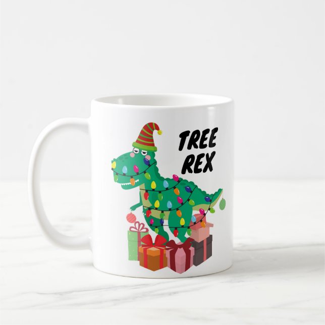 Tree Rex Xmas Funny Mug Gift (Left)