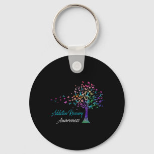 Tree Ribbon Addiction Recovery Awareness Comfort C Keychain