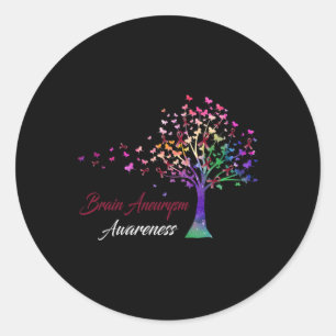 Tree Ribbon Brain Aneurysm Awareness  Classic Round Sticker